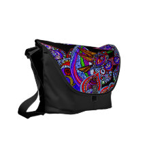 Blue Bird Of Paradise On Black Messenger Bag