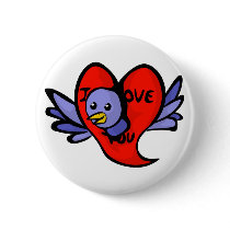 Blue Bird of Valentines Day Button
