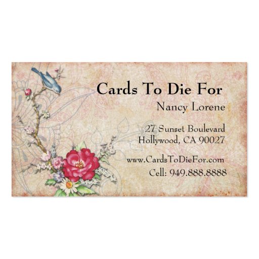 Blue Bird on a Branch Business Card Template