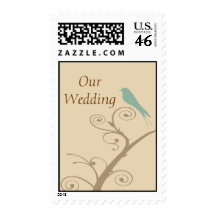 Blue Bird On A Branch Wedding Postage