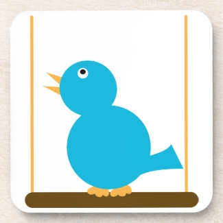 Blue Bird on a Perch Cork Coaster