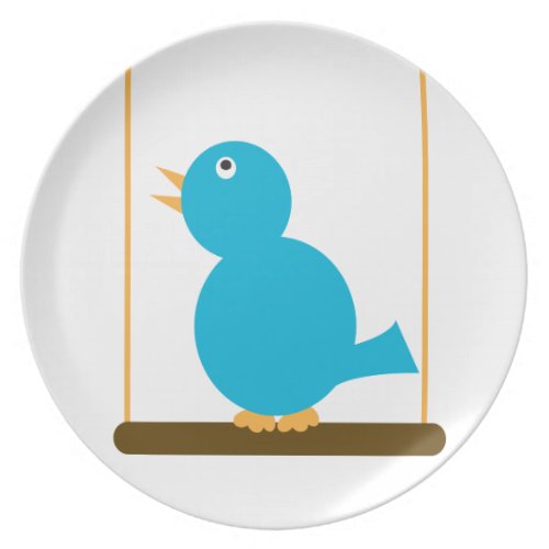 Blue Bird on a Perch Plate