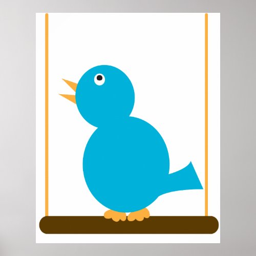 Blue Bird on a Perch Poster