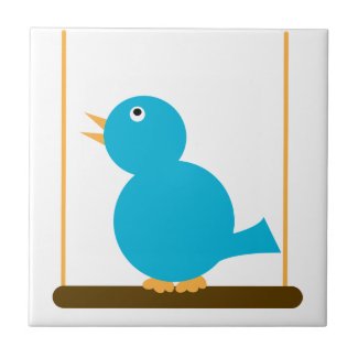 Blue Bird on a Perch tile