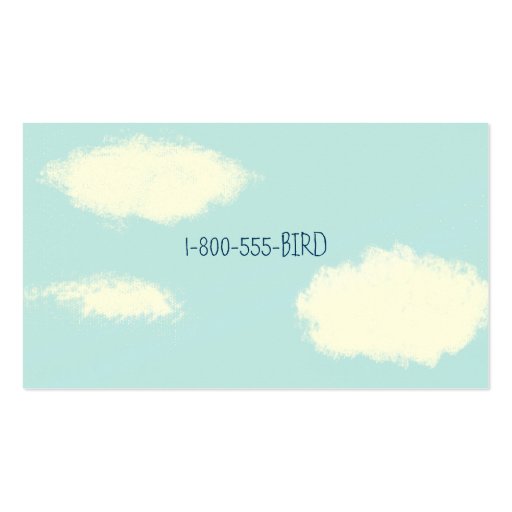 Blue Bird on a Tree Branch with Cloudy Sky Business Cards (back side)