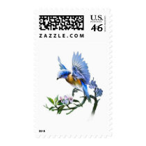 blue bird on branch postage