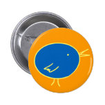 Blue Bird on Orange Pinback Button