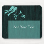 Blue Bird on Wood Grain Mouse Pad