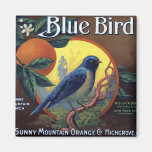 Blue Bird Orange Crate Label Magnet