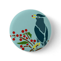 Blue Bird with Berries buttons by litabug Blue Bird with Berries buttons