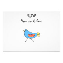 Blue bird with polka dots personalized invitation