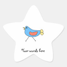 Blue bird with polka dots star sticker