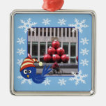 Blue bird with snowflades christmas ornament