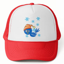 Blue bird with snowflakes hats