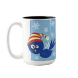 Blue bird with snowflakes mugs