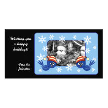 Blue bird with snowflakes photo card