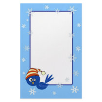 Blue bird with snowflakes stationery