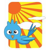 Blue bird with sunshine t-shirts