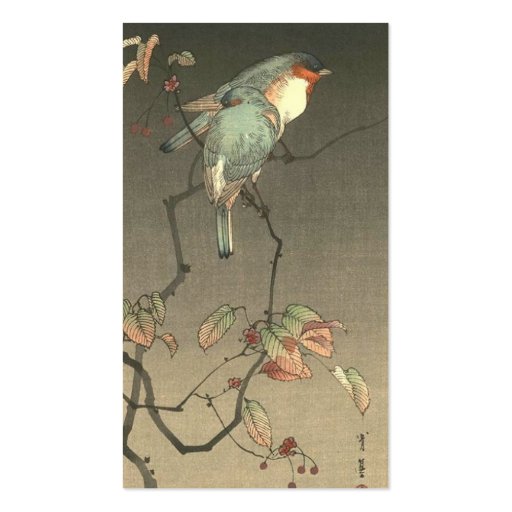 Blue Birds at Night by Seitei Watanabe 1851- 1918 Business Card Template (front side)