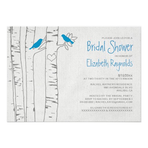 Blue Birds Bridal Shower Invitations