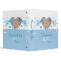 Blue Birds & Flowers Photo Baby Boy Album binders by Ruxique Blue Birds & Flowers Photo Baby Boy Album binders