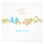 Blue birds, love birds/colorful blossoms personalized invitations