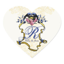 Blue Birds of Happiness Heart Stickers