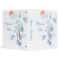 Blue Birds Spring Flowers Baby Boy Album binders by Ruxique Blue Birds Spring Flowers Baby Boy Album binders