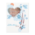 Blue Birds Spring Flowers Photo Baby Announcement postcard