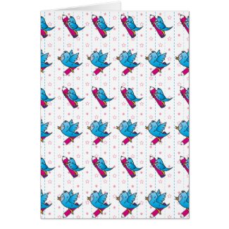 Blue Birdy Bird and Pencil Pattern Cards