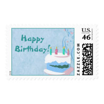 Blue Birthday Cake Postage postage