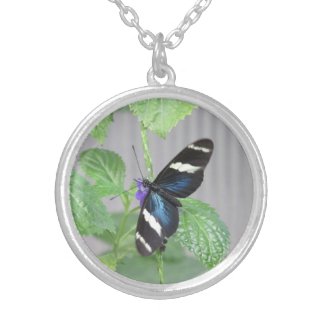 Blue, Black and White Butterfly Pendant