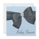 Blue Black Bow Elegant Baby Shower Announcements