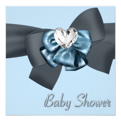 Blue Black Bow Elegant Baby Shower Personalized Invitation