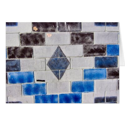 blue black bricks greeting card by DonnaGrayson_Photos