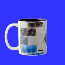 blue black bricks mugs