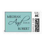 Blue Black Bride Groom Names Wedding Postage