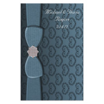 Blue & Black Damask Hearts & Bow