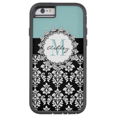Blue Black Fleur de Lis Damask Monogram Tough Xtreme iPhone 6 Case