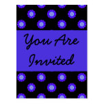 blue black floral party invitation postcard