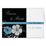 Blue & Black Hibiscus Save The Date Greeting Card