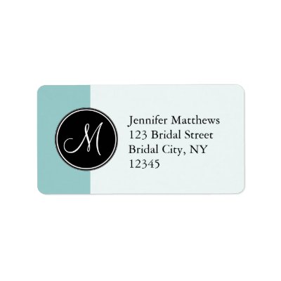 Blue Black Initial Address Labels for Weddings