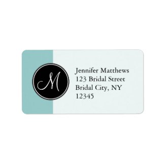 Blue Black Initial Address Labels for Weddings