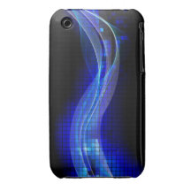 Blue & Black Mosaic Wave iPhone 3 Case