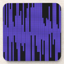 BLUE BLACK MUSIC BEATS VOLUME RECORDING DIGITAL BEVERAGE COASTERS