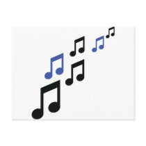blue black music notes postcards