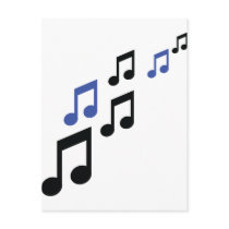 blue black music notes postcards