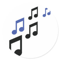 blue black music notes stickers