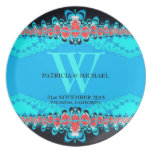 Blue+Black+Red Lacy Wedding Keepsake Plate