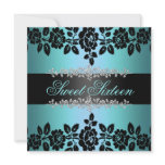 Blue & Black Rose Sweet 16 Birthday Invitation